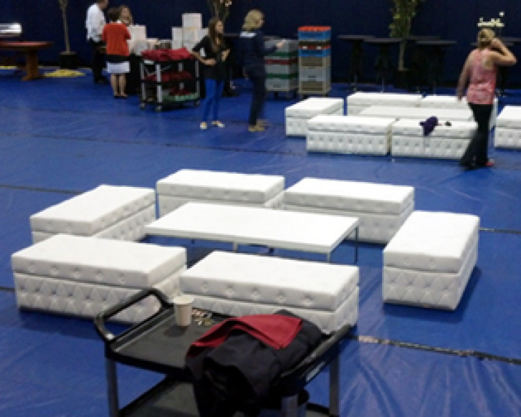 White Leather Rectangular Tufted Benches