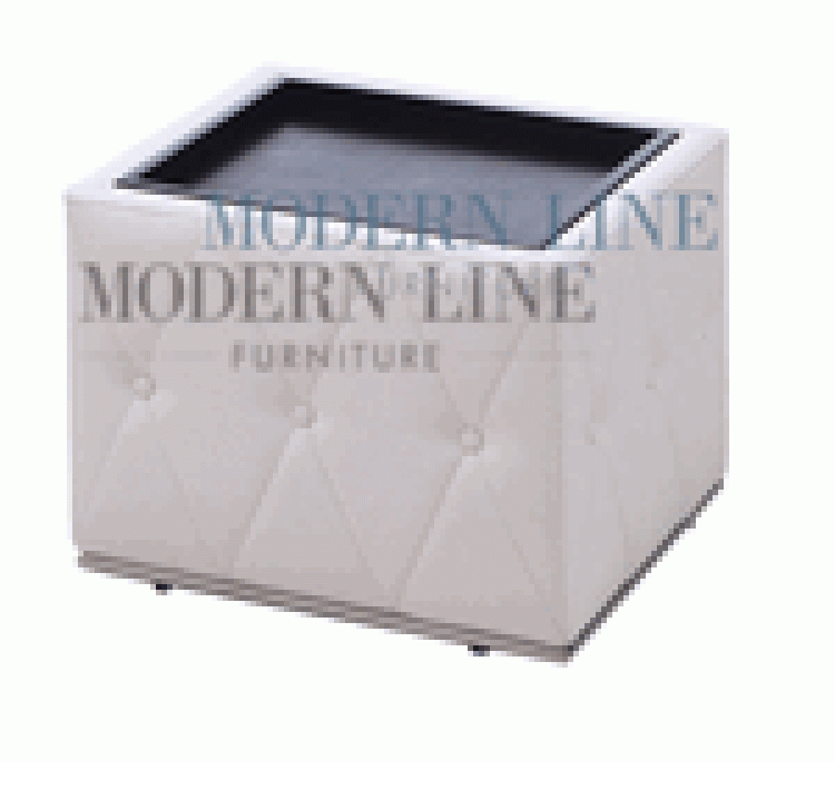 White Leather End Table With Tray Top