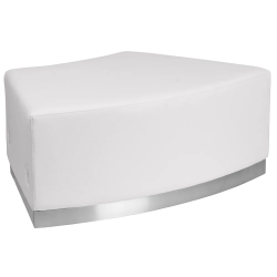 White Leather Curved Ottoman