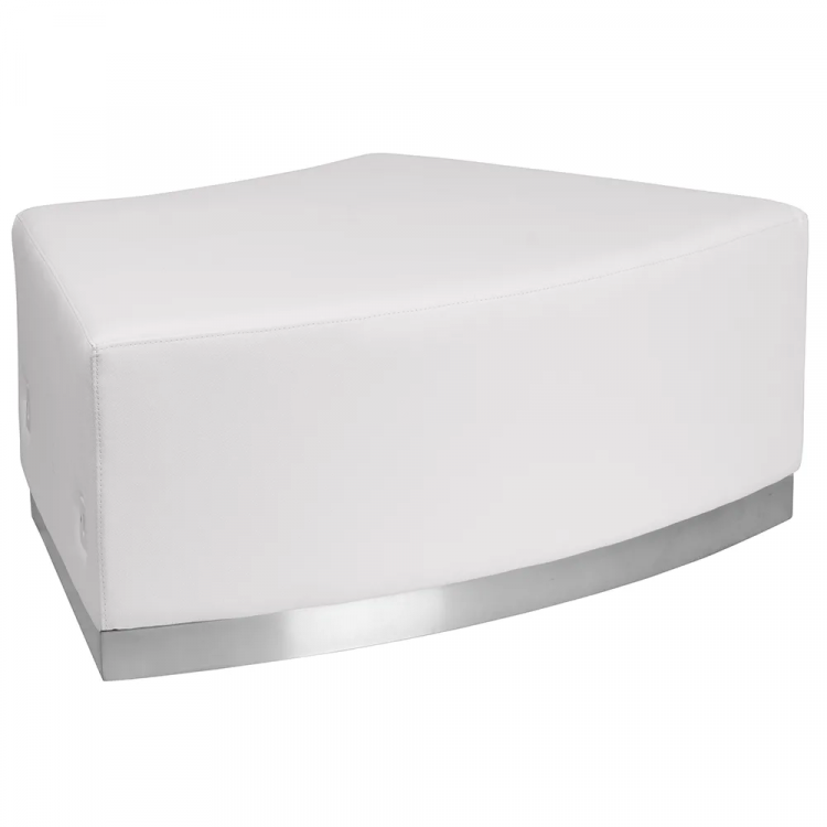 White Leather Curved Ottoman