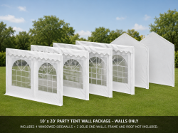 10' x 20' White Party Tent - Tent Window Sides and Ends
